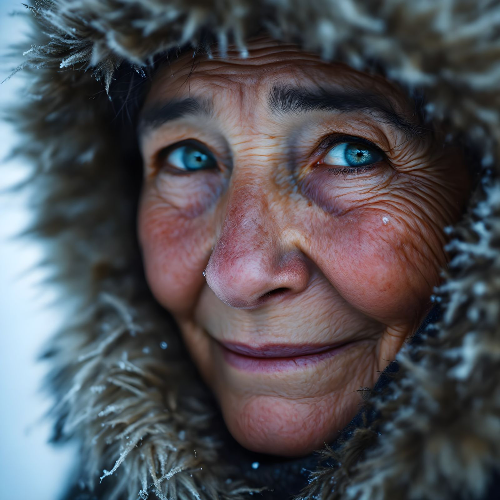 Inuit Elder Portrait: Poignant Resilience in Extreme Close-U...