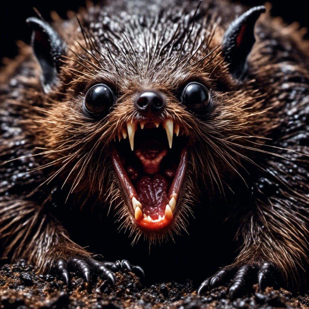 Demented Vampire-Bat Beavers Screaming Portrait