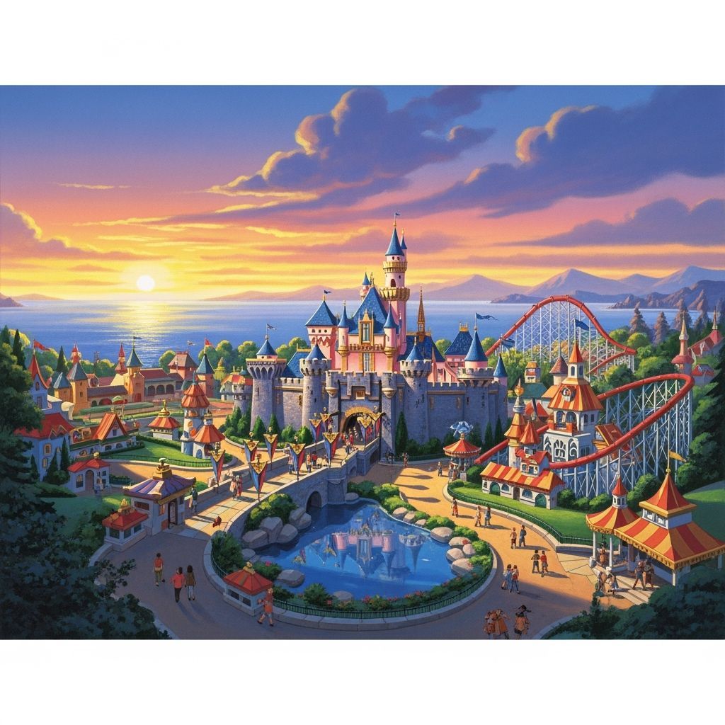 Disneyland Castle by the Sea at Sunset