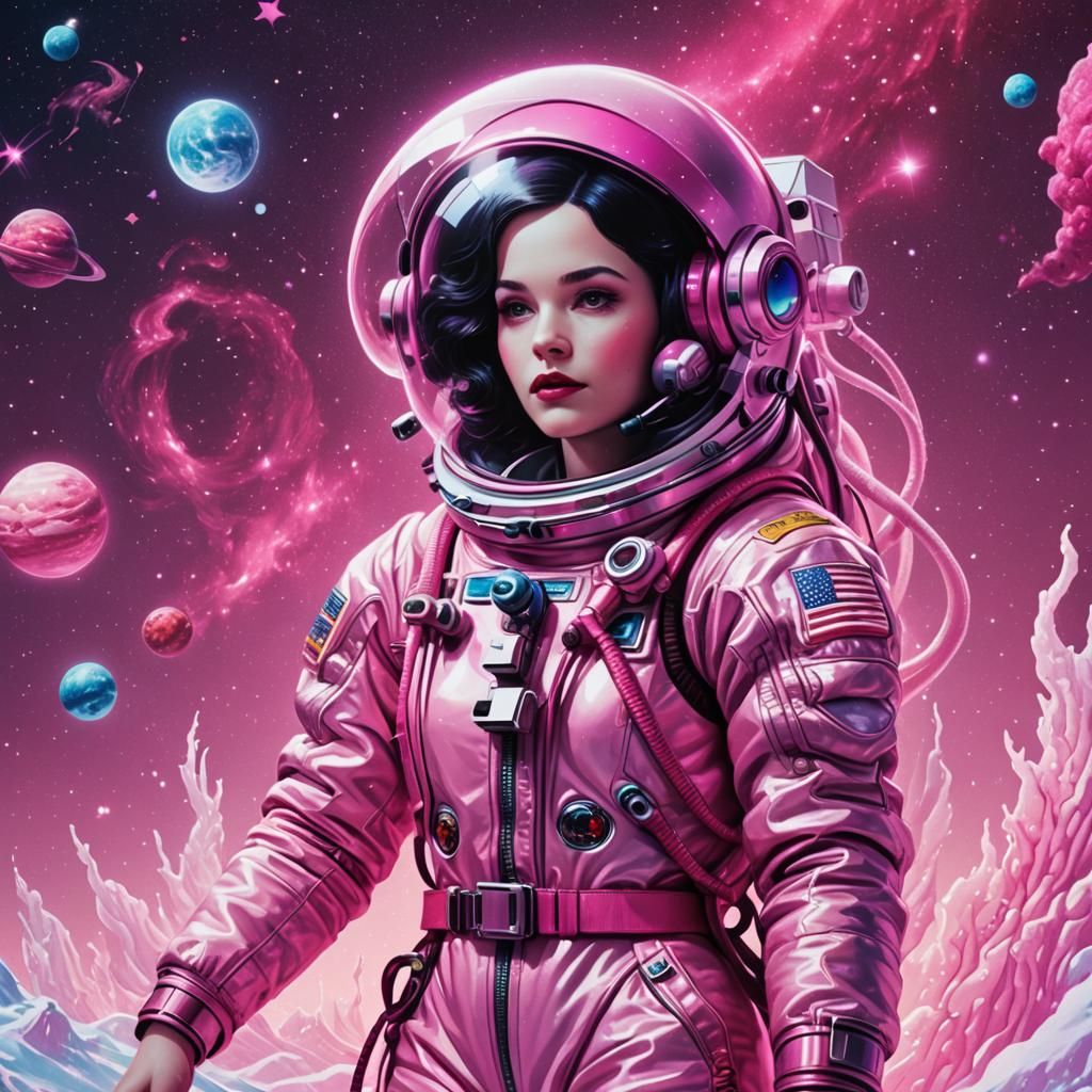 Snow White Space Mermaid with Synthwave Style