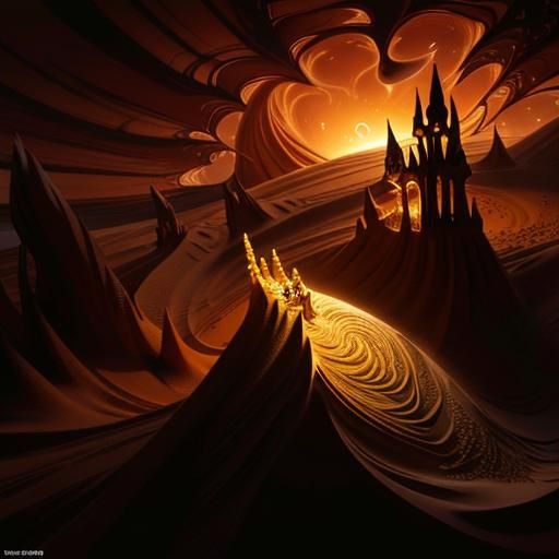 Magical Sand Creature Dissolving in Fantasy Scene