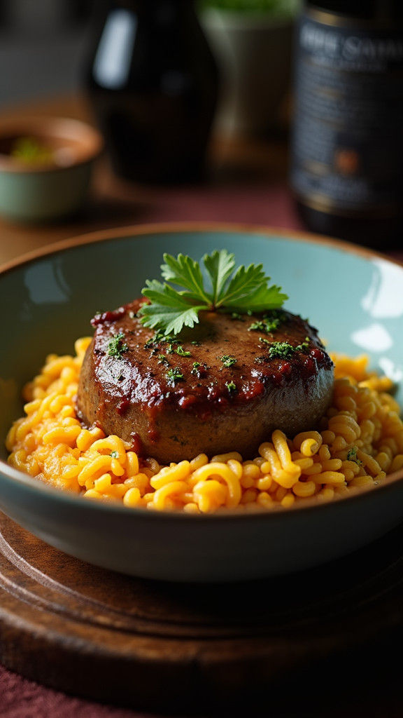 Hyperrealistic Osso Buco with Risotto and Polenta