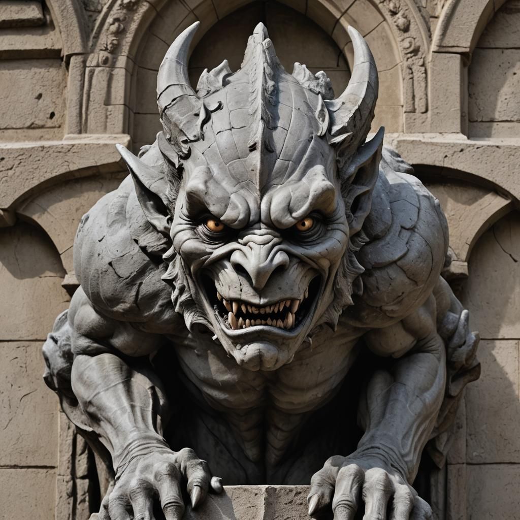 Fierce Gargoyle with Chiseled, Monstrous Features