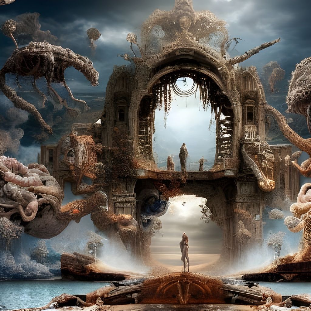 Deconstruction of Human Brain in Digital Matte Painting