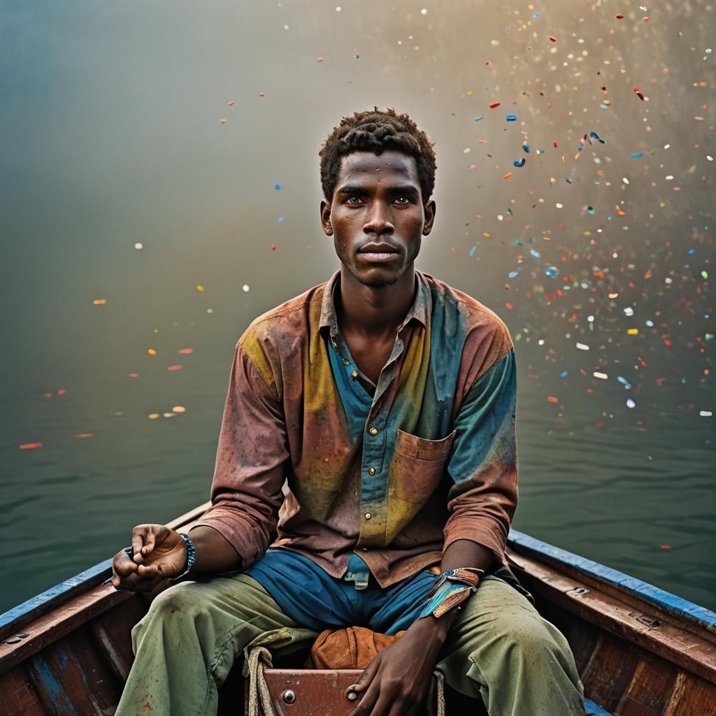 man sitting in a boat