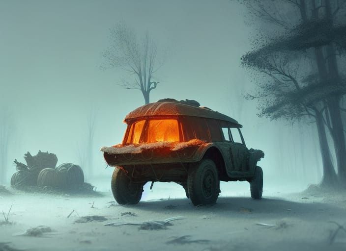 Autumn Blizzard on a Swamp Road