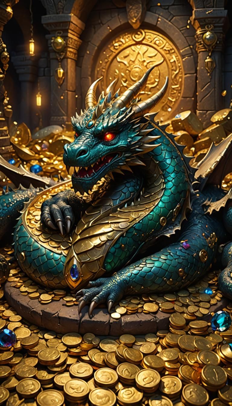 Dragon's Serene Slumber on Treasure Hoard