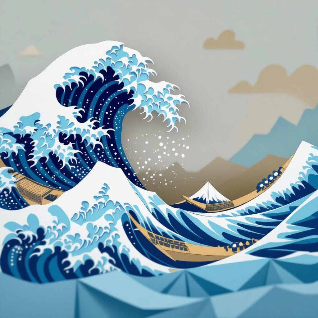 Intricate Origami Tsunami in Soft Focus