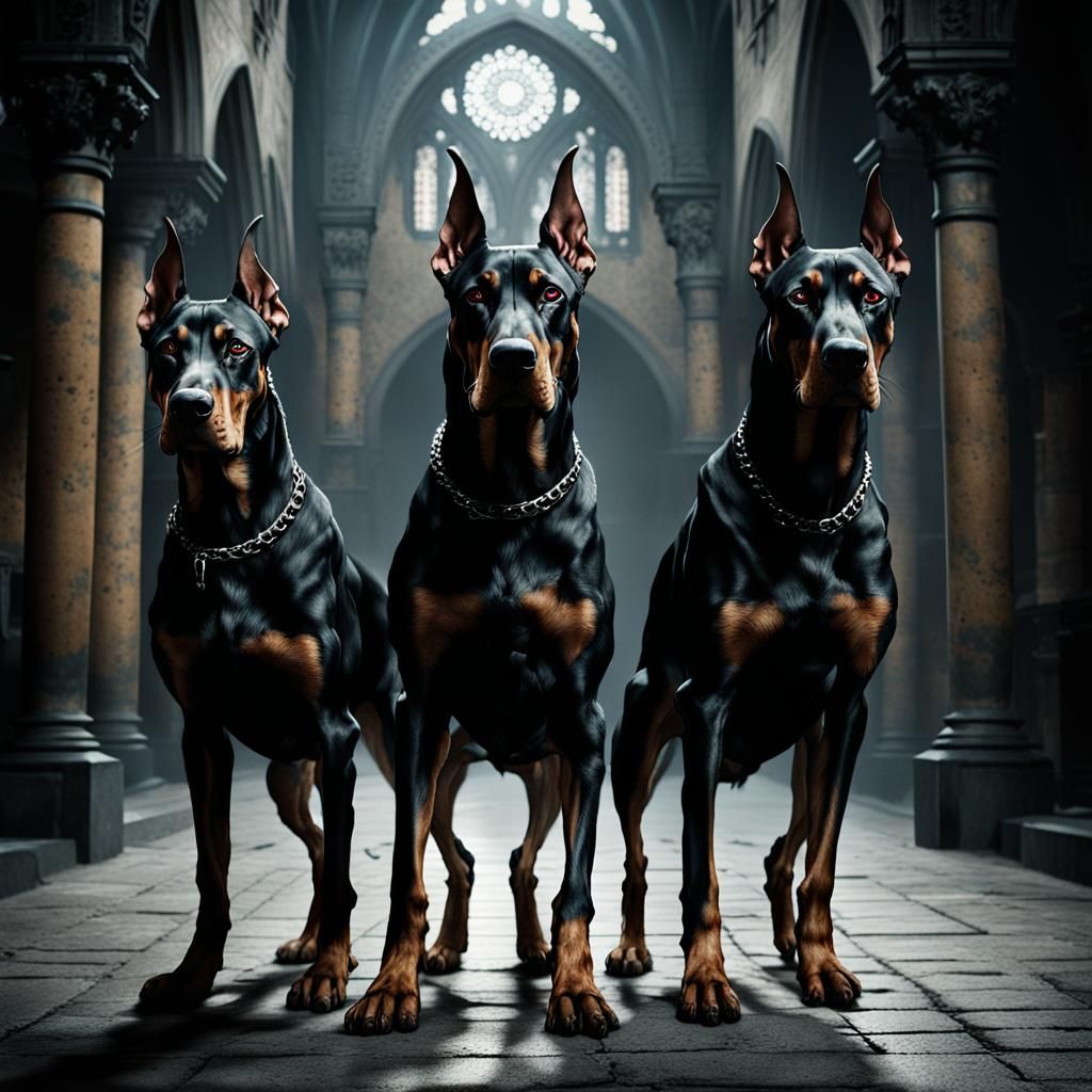 Three-Headed Doberman Horror Concept Art