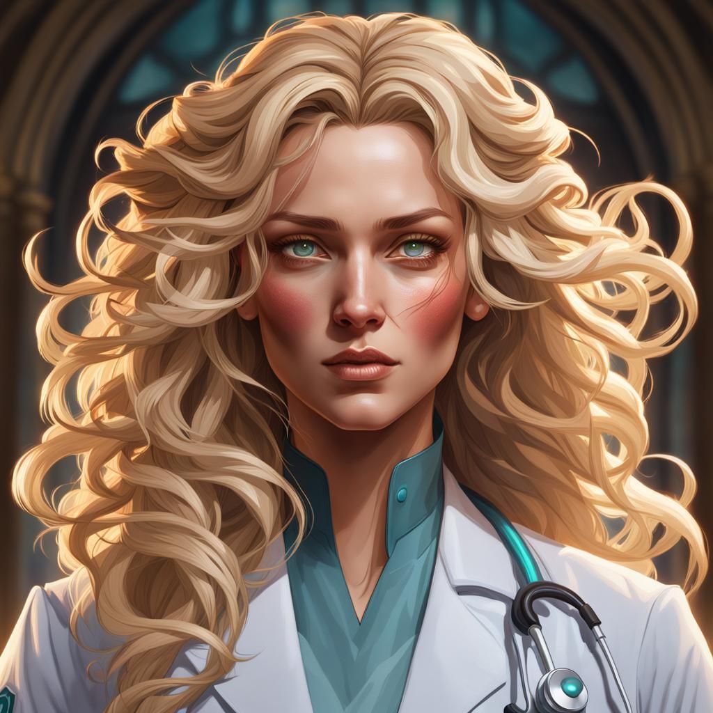 Female Doctor Portrait in Art Nouveau Style