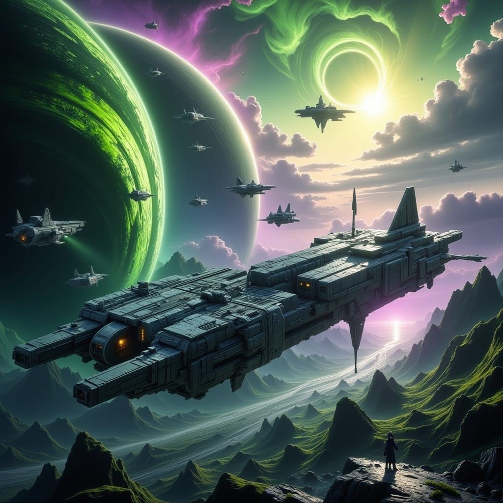 Alien Solar System Arrival: Colony Fleet & Space Station Ass...