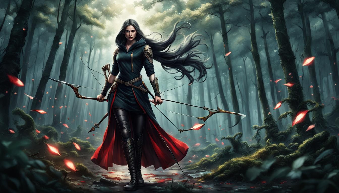 Artemis Practices Archery in Hyperdetailed Painting