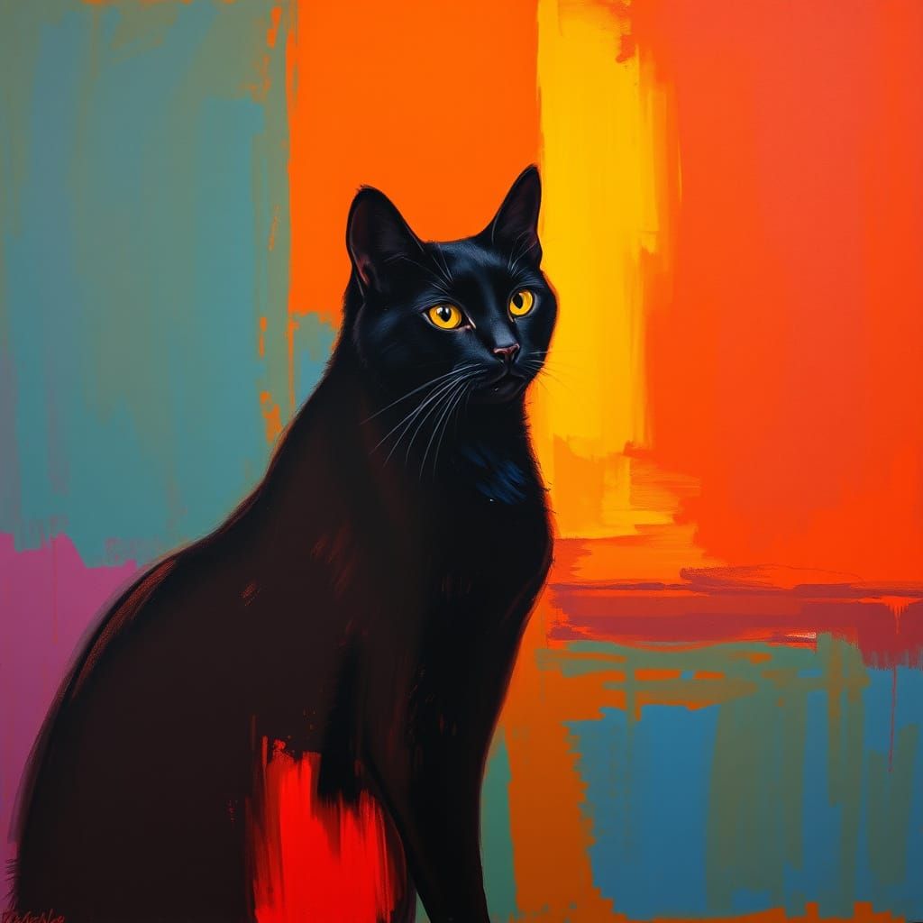 Surreal Minimalist Abstracts with Neon Accents and a Feline ...