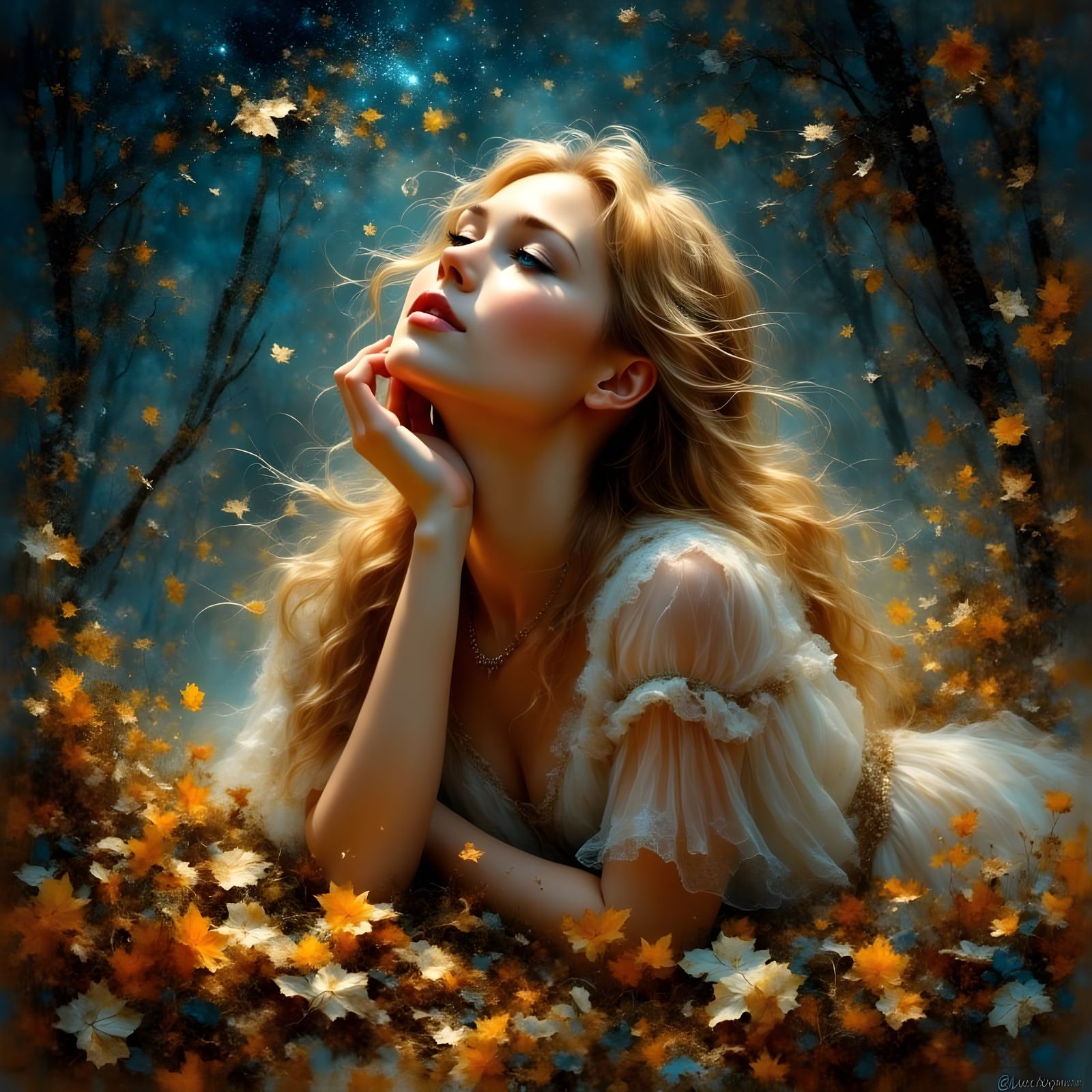 Norse Goddess of Love in Autumn Leaves
