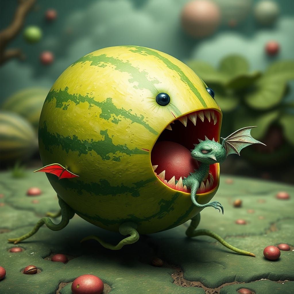 Watermelon in Charming Chase with Tiny Dragon