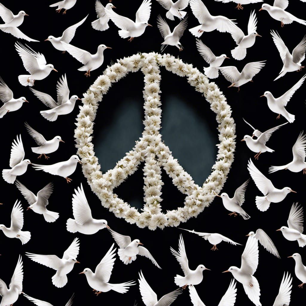 Doves Form Peace Sign in Photorealistic Style