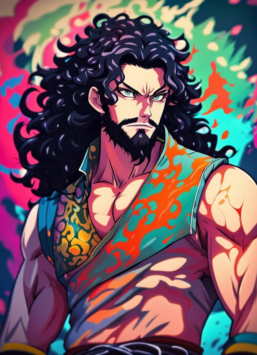 Muscular Demon Slayer in Kimetsu no Yaiba Anime Style