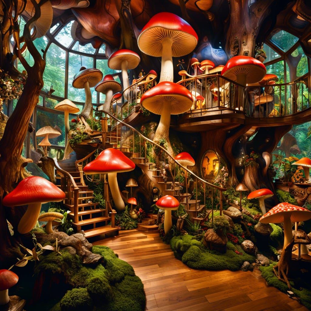 Epic Fantasy Mushroom Museum Interior
