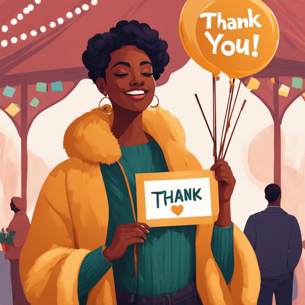 Nonbinary Person Holds Thank You Sign: Concept Art