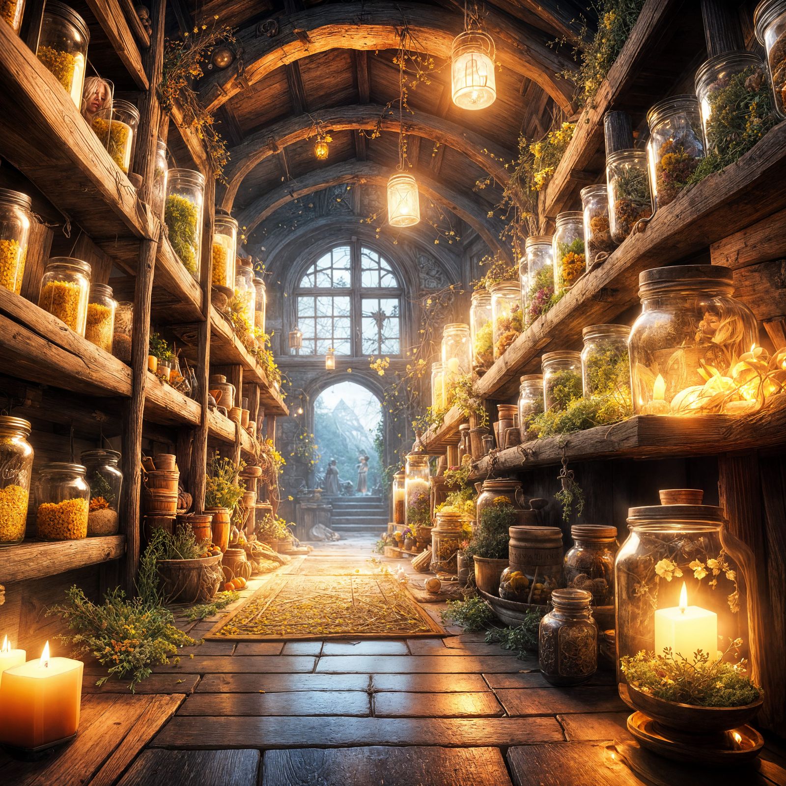 Witch's Magical Cabin Interior: Ethereal Spirit Emerging