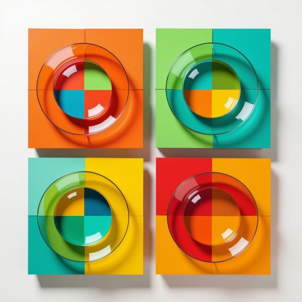 Abstract Geometric Grid with Glass and Paper