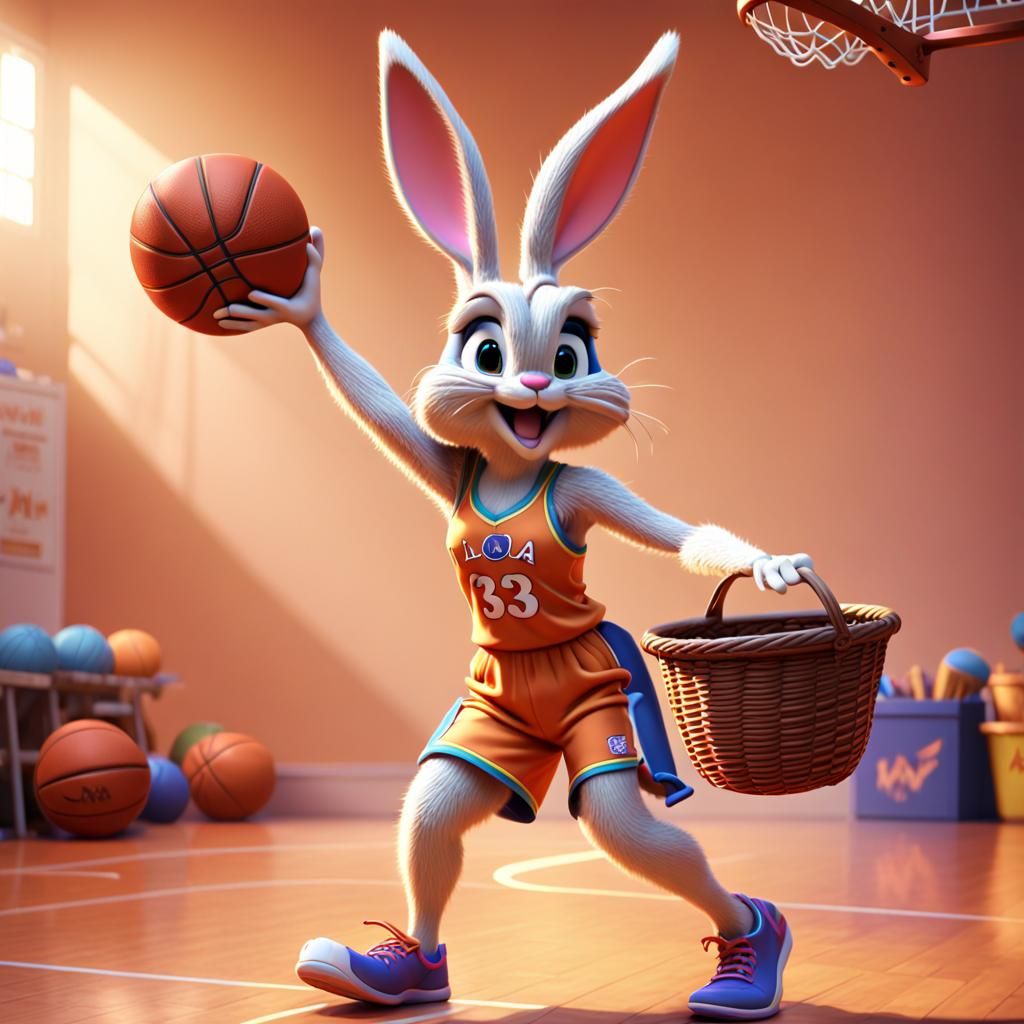 Lola Bunny Plays Basketball: 3D Digital Art