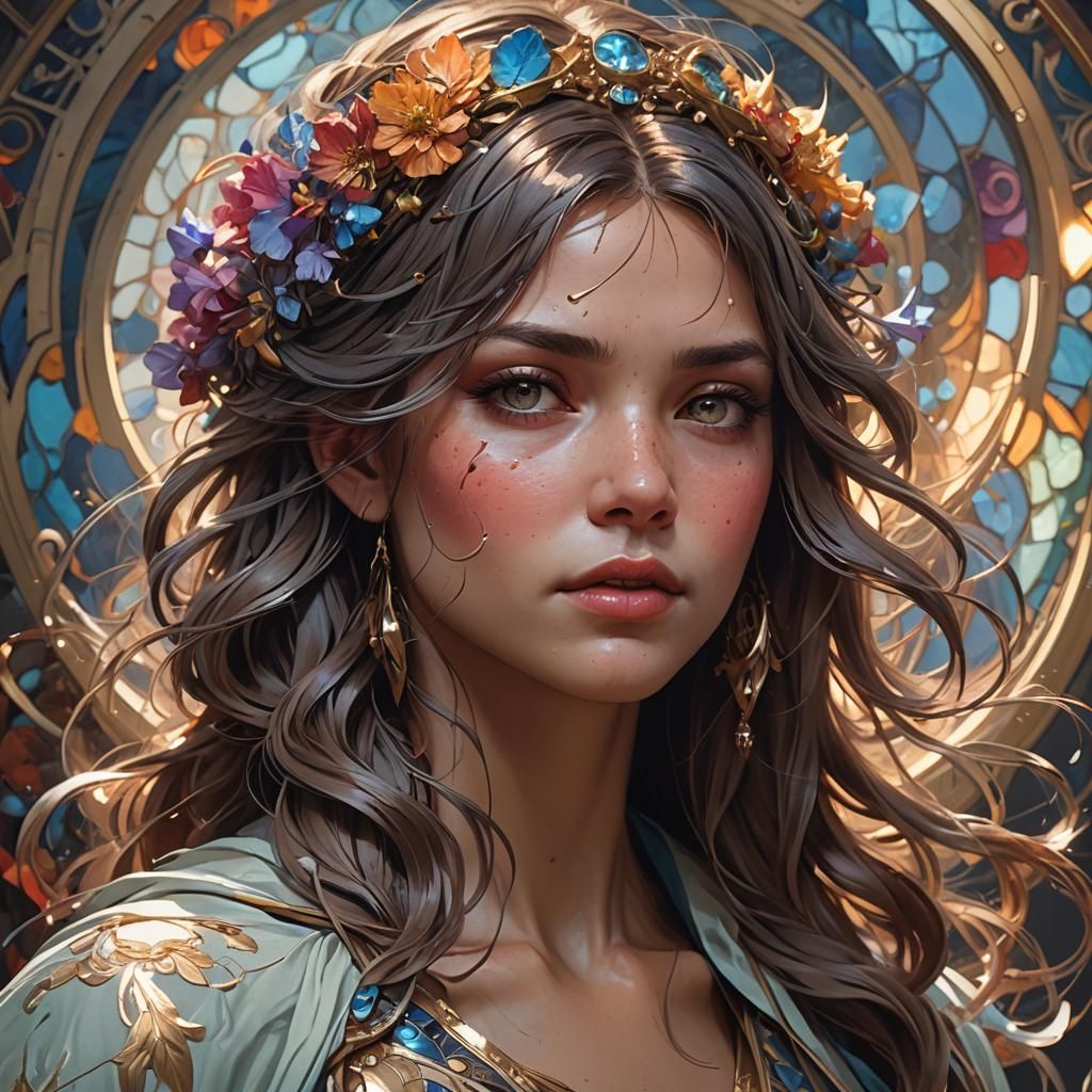 Goddess Portrait in Hyperdetailed Digital Art Style