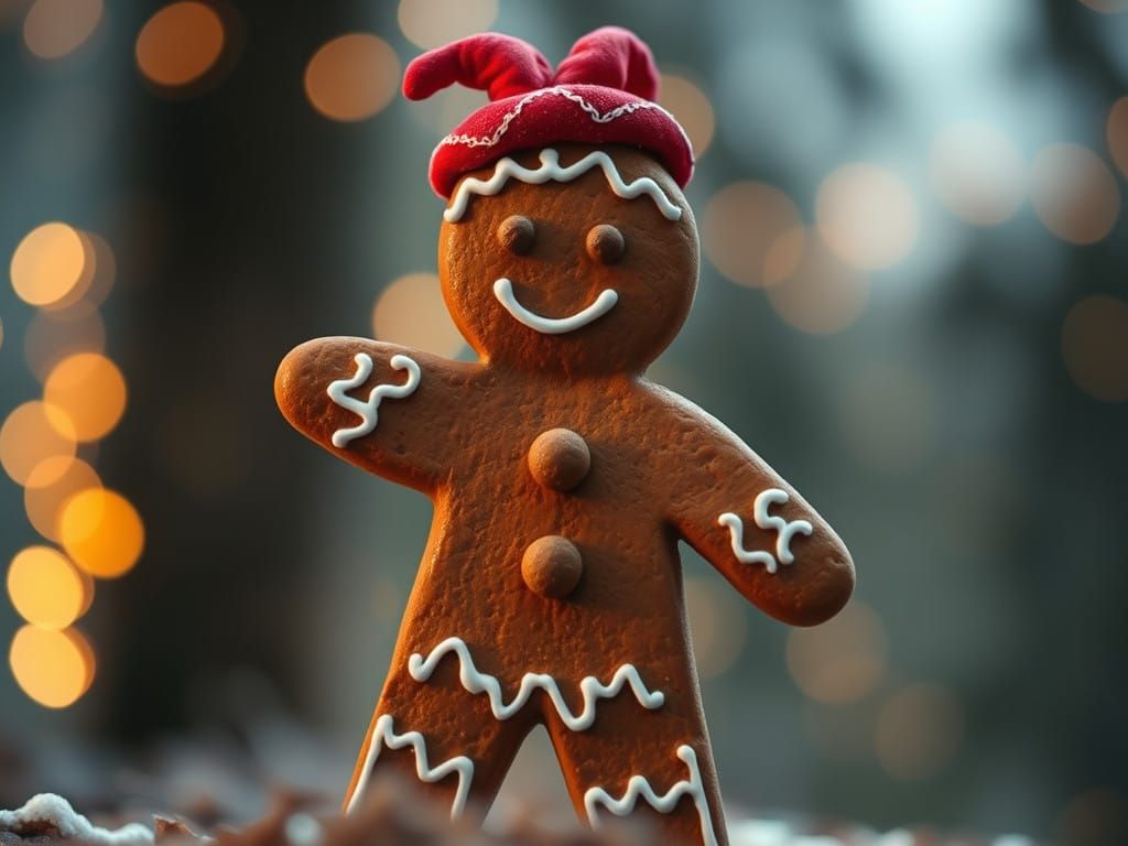 Gingerbread Man Chasing Dreams in Vibrant Colors