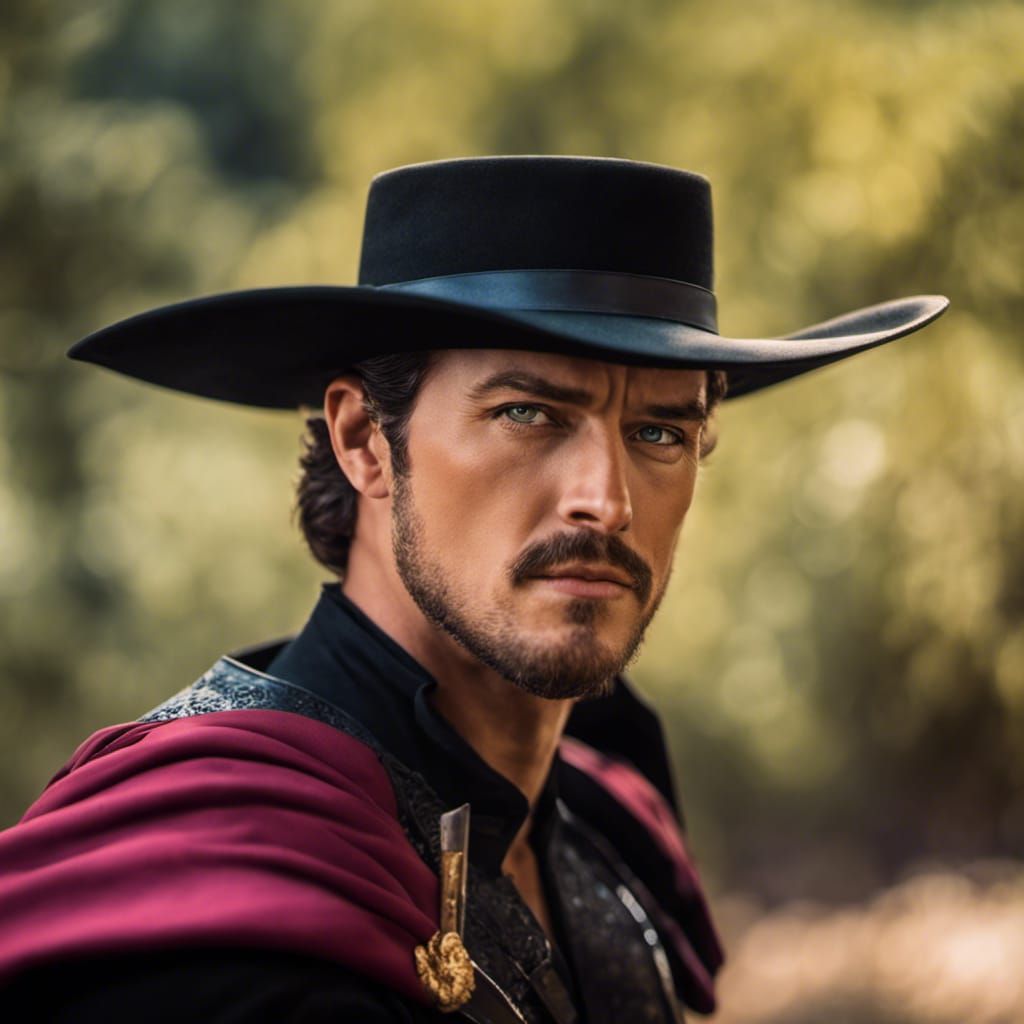 Hyperrealistic Zorro Portrait in Action Pose