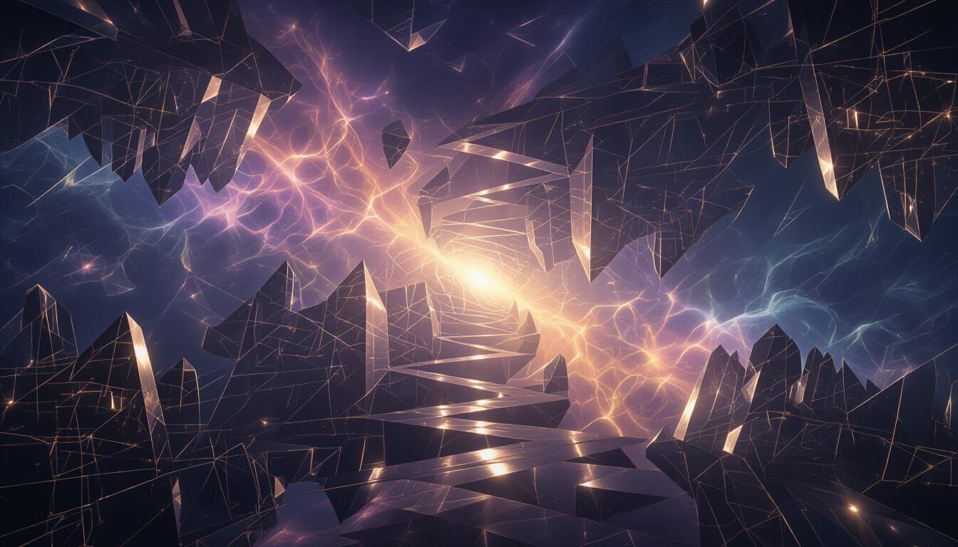 Surreal Interdimensional Dreamscape with Luminous Structures