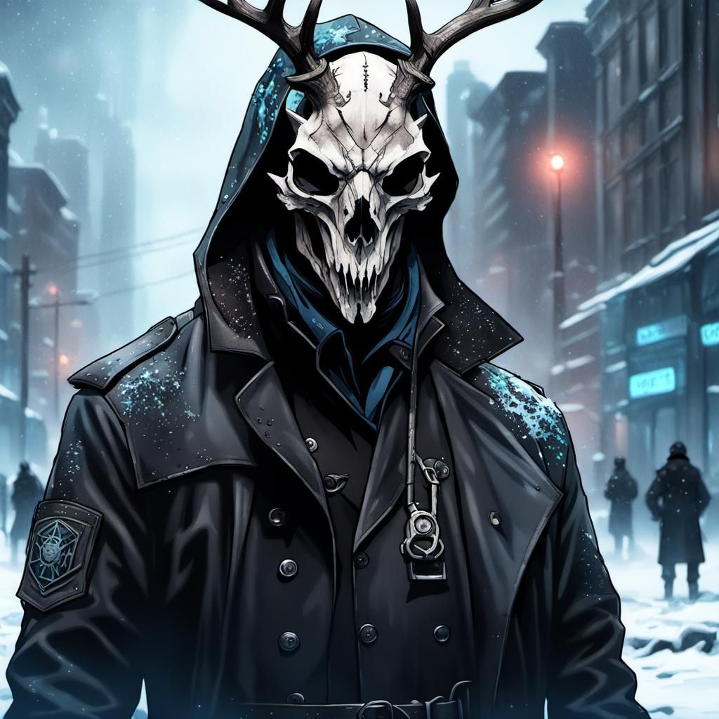 Deer Skull Wendigo Soldier in Destroyed City