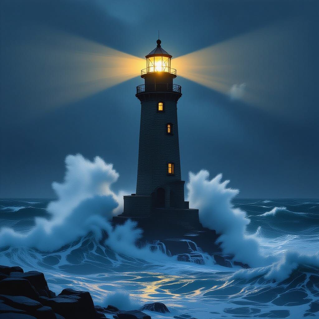 Bell Rock Lighthouse in Stormy Seas