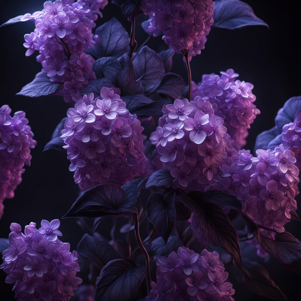 Glowing Glass Lilacs with Blacklight Effect