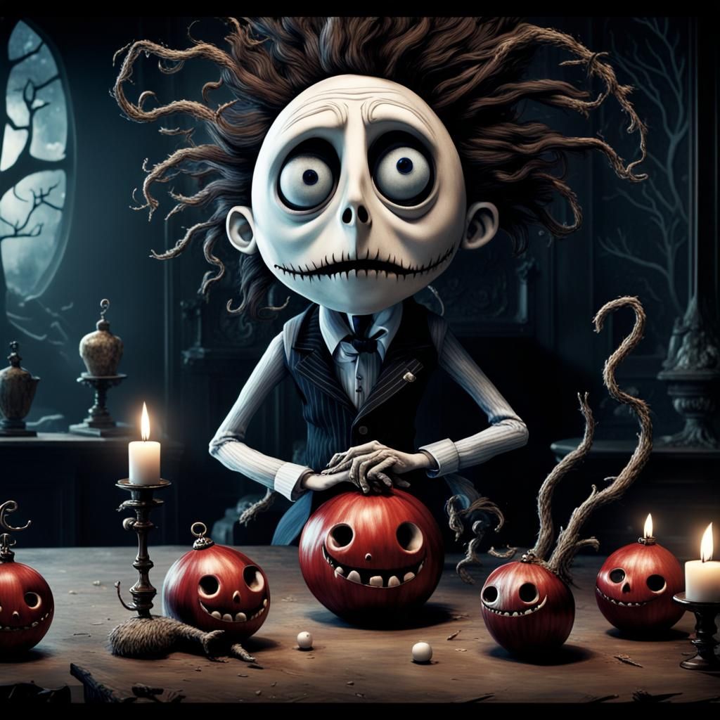 Jack Skellington in Tim Burton Fantasy Cartoon Style