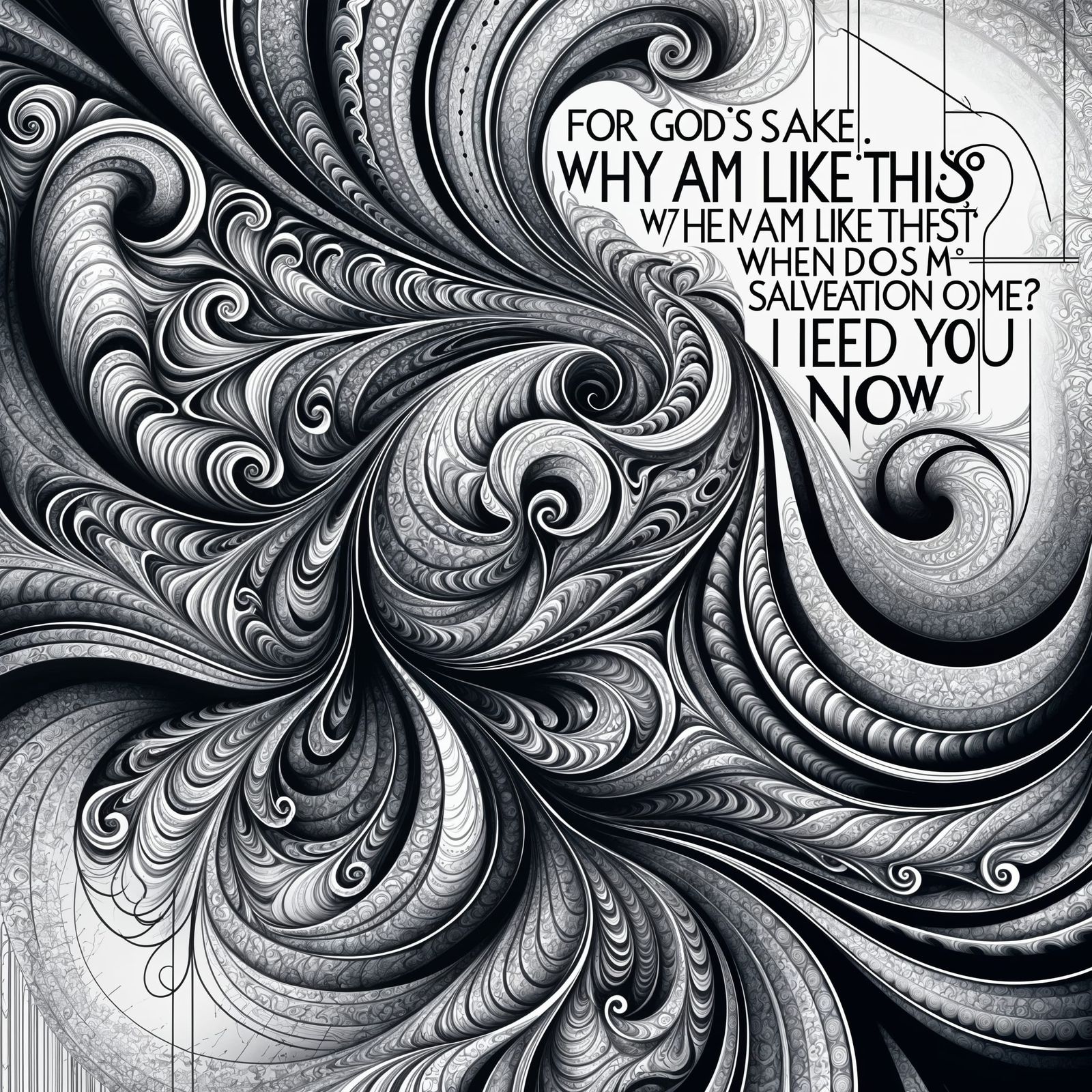 Abstract Fractal Design with Zentangle Patterns and 3D Shadi...