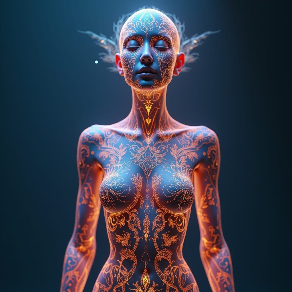 Mystical Body Art in Photorealistic Style