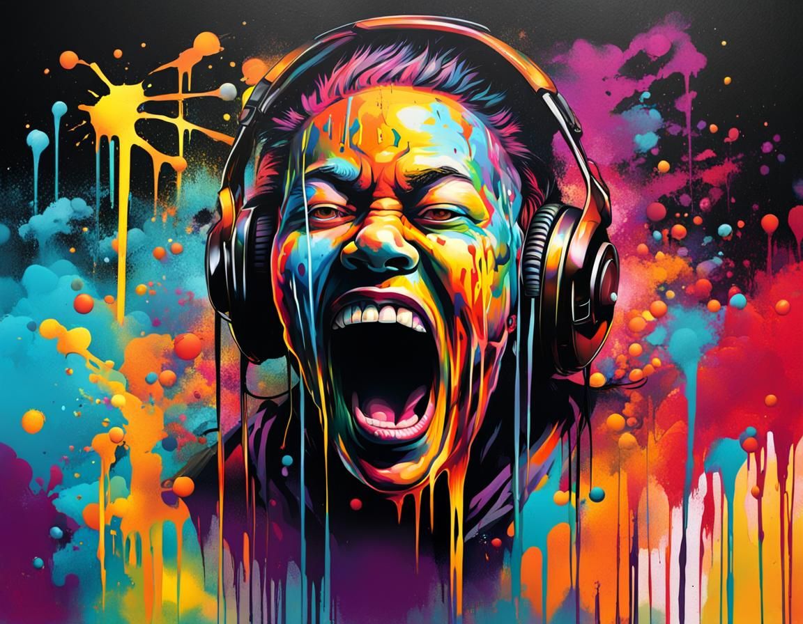 Screaming Figure in Graffiti Street Art