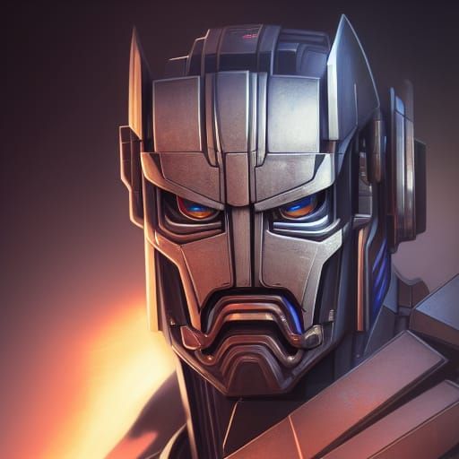 Optimus Prime Portrait with Luminous Eyes