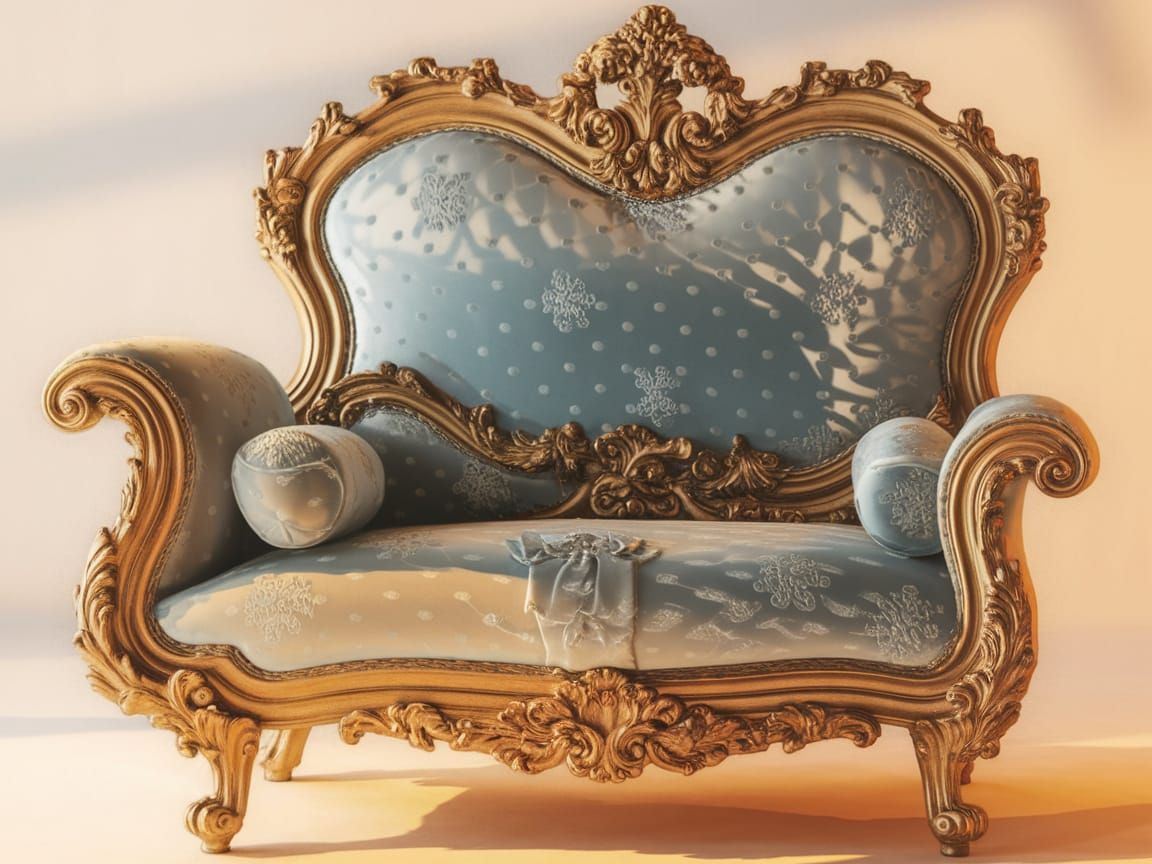 Luxurious Baroque Chaise Lounge in Silk Brocade