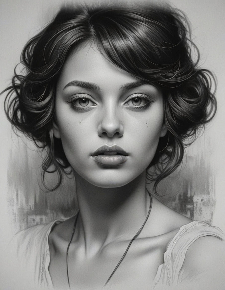 Pin-up Style Emo Woman in Black and White