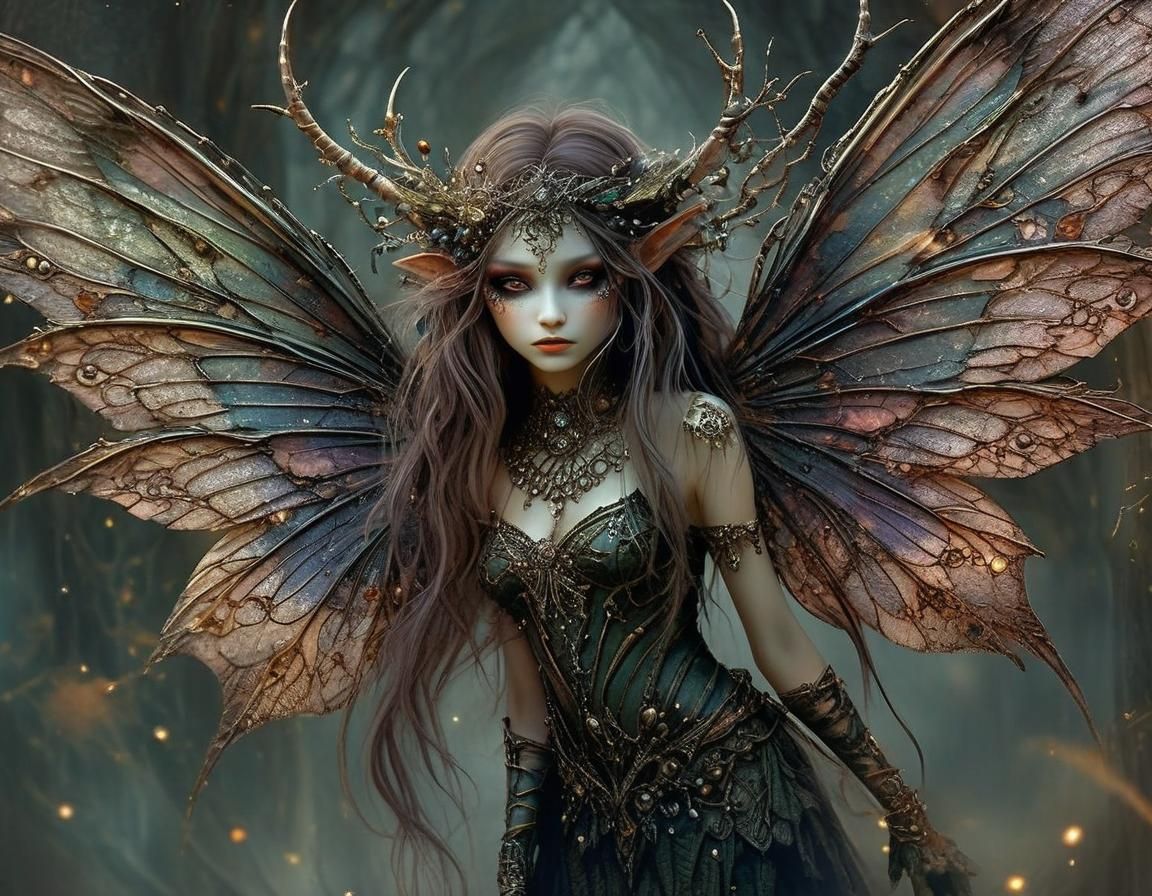 Dystopian Elemental Pixie with Gothic Elegance