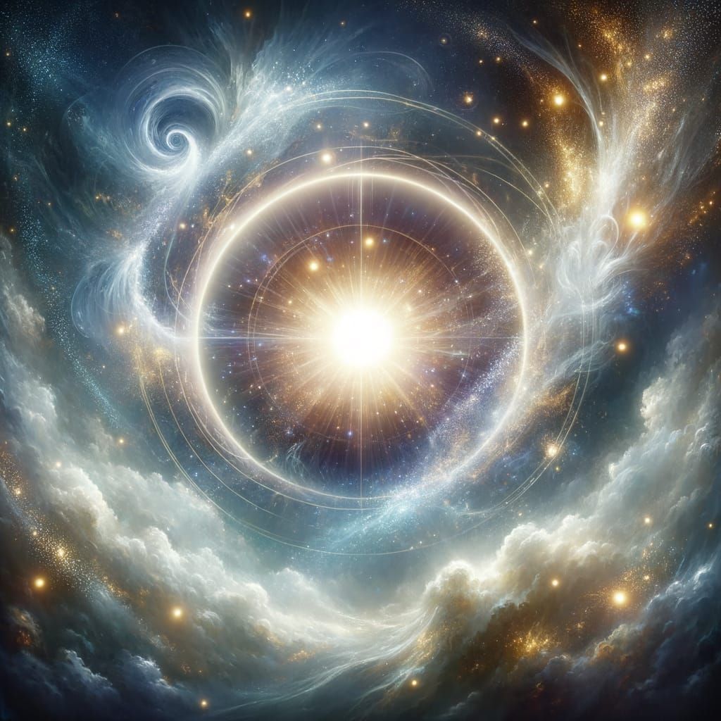 Luminous Celestial Portal with Golden Spirals