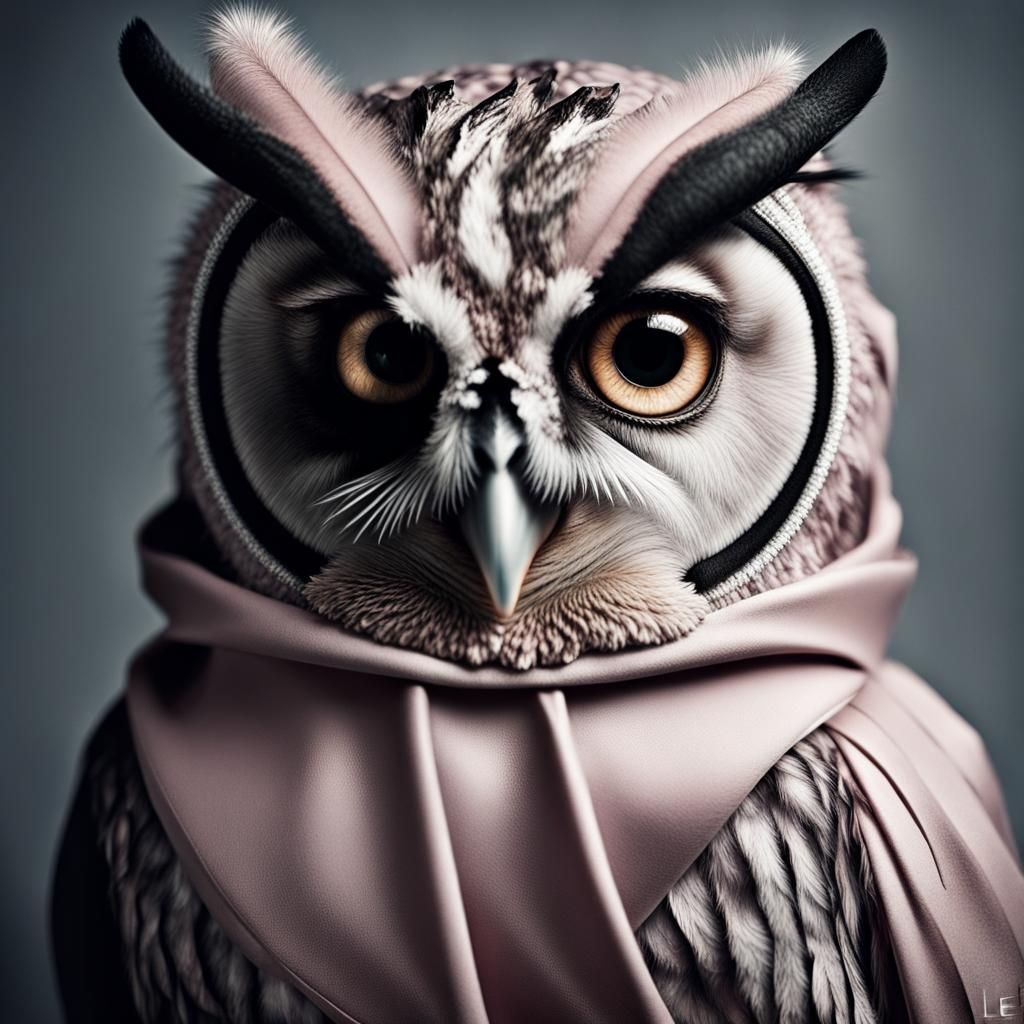 Glamorous Owl Portrait in Fashion Photography Style