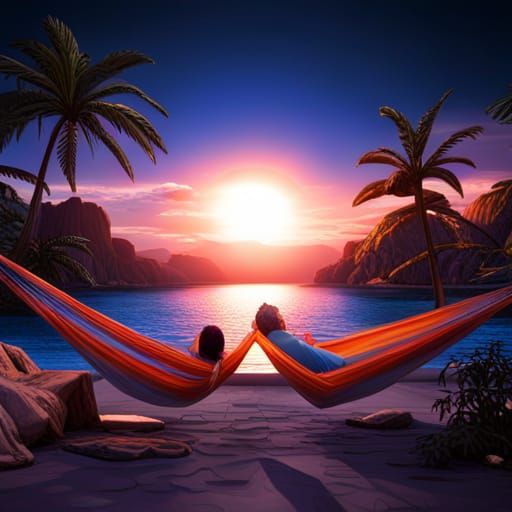Couple in Hammock by Blue Van: Fantasy Concept Art