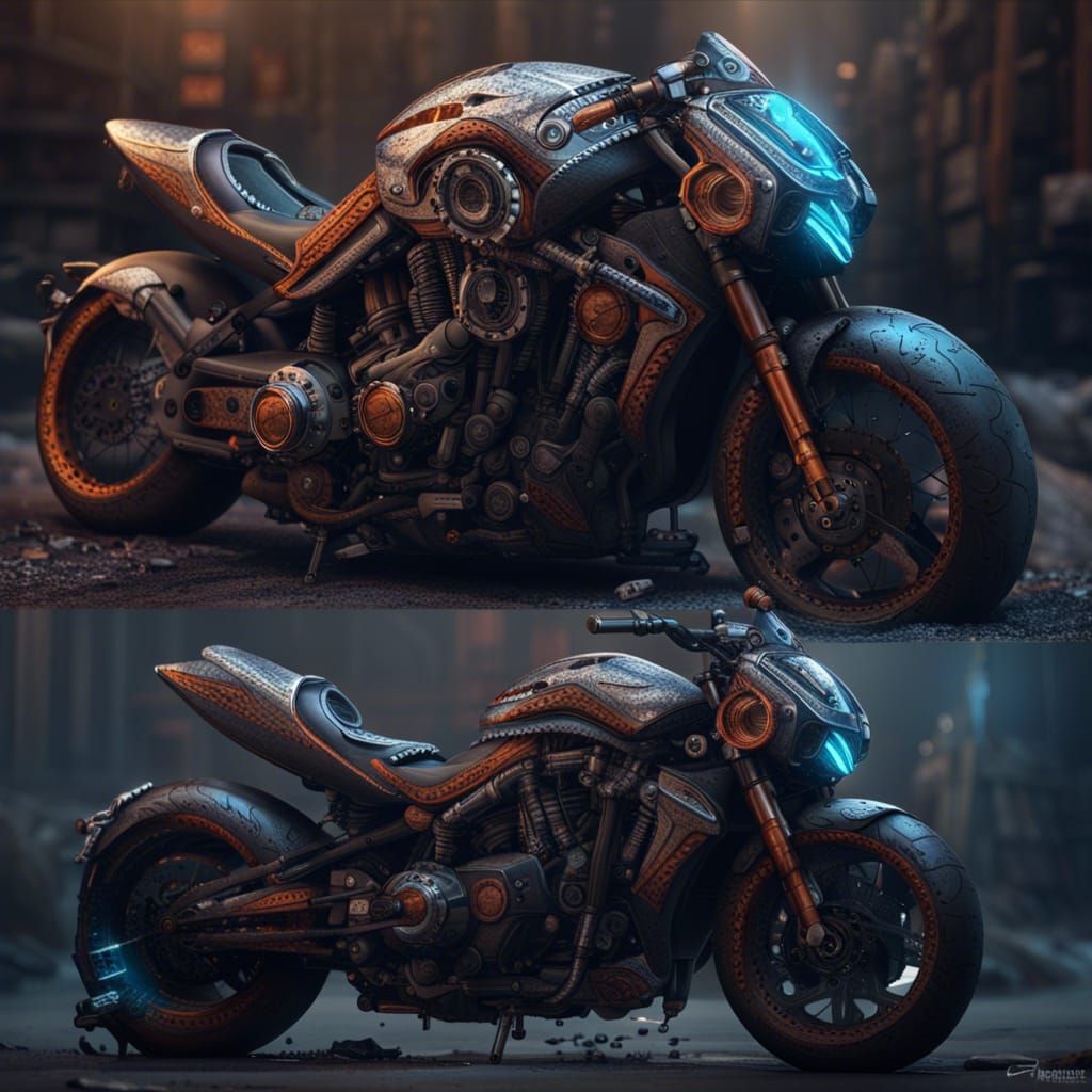 Earthquake Motorbike Concept Art in Deep Color