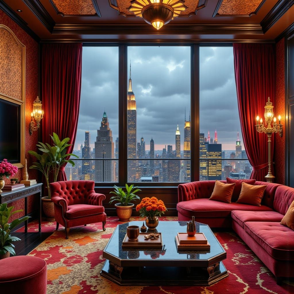 Luxurious New York Penthouse Interior in Opulent Style