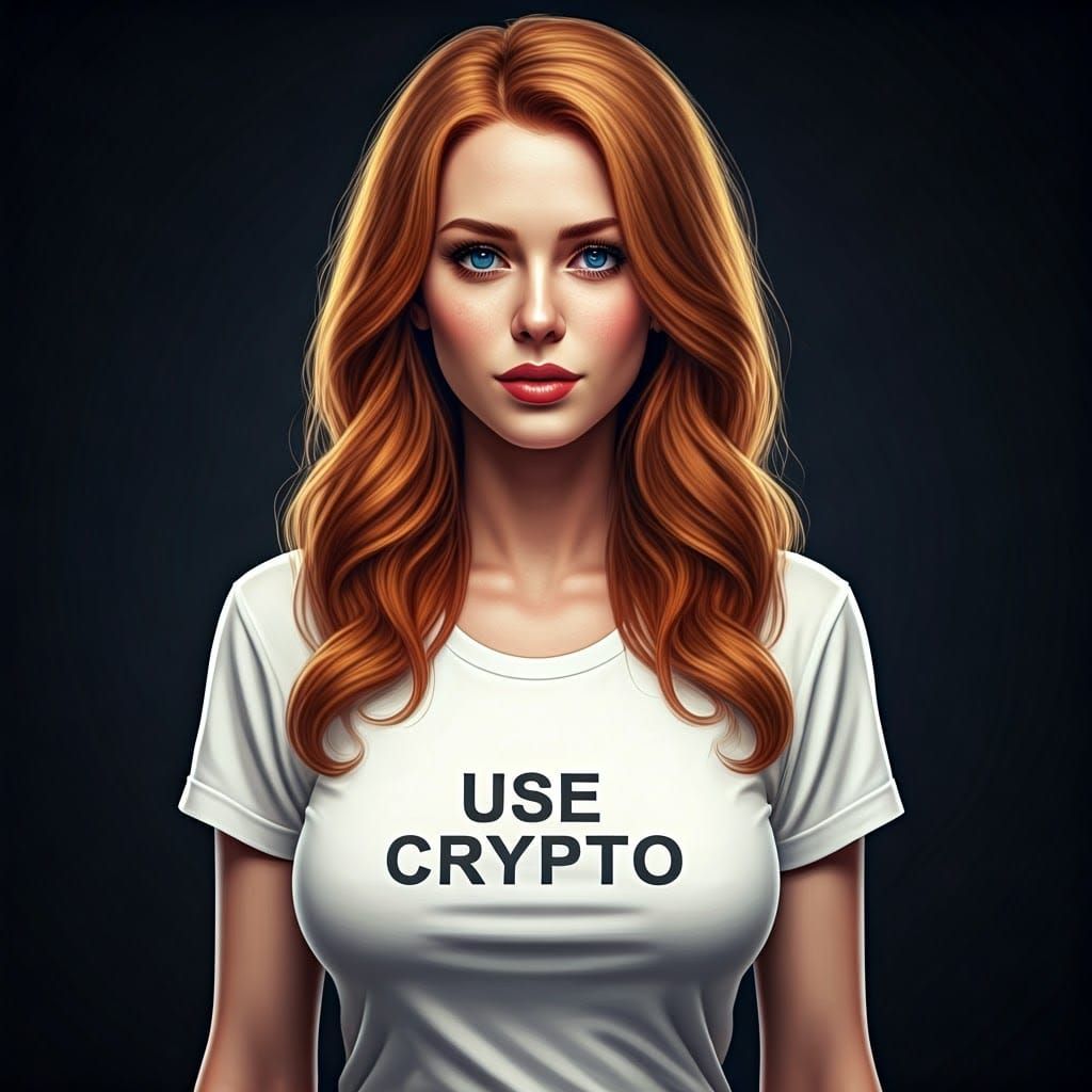 Ginger-Haired Woman in White T-Shirt: 3D Render