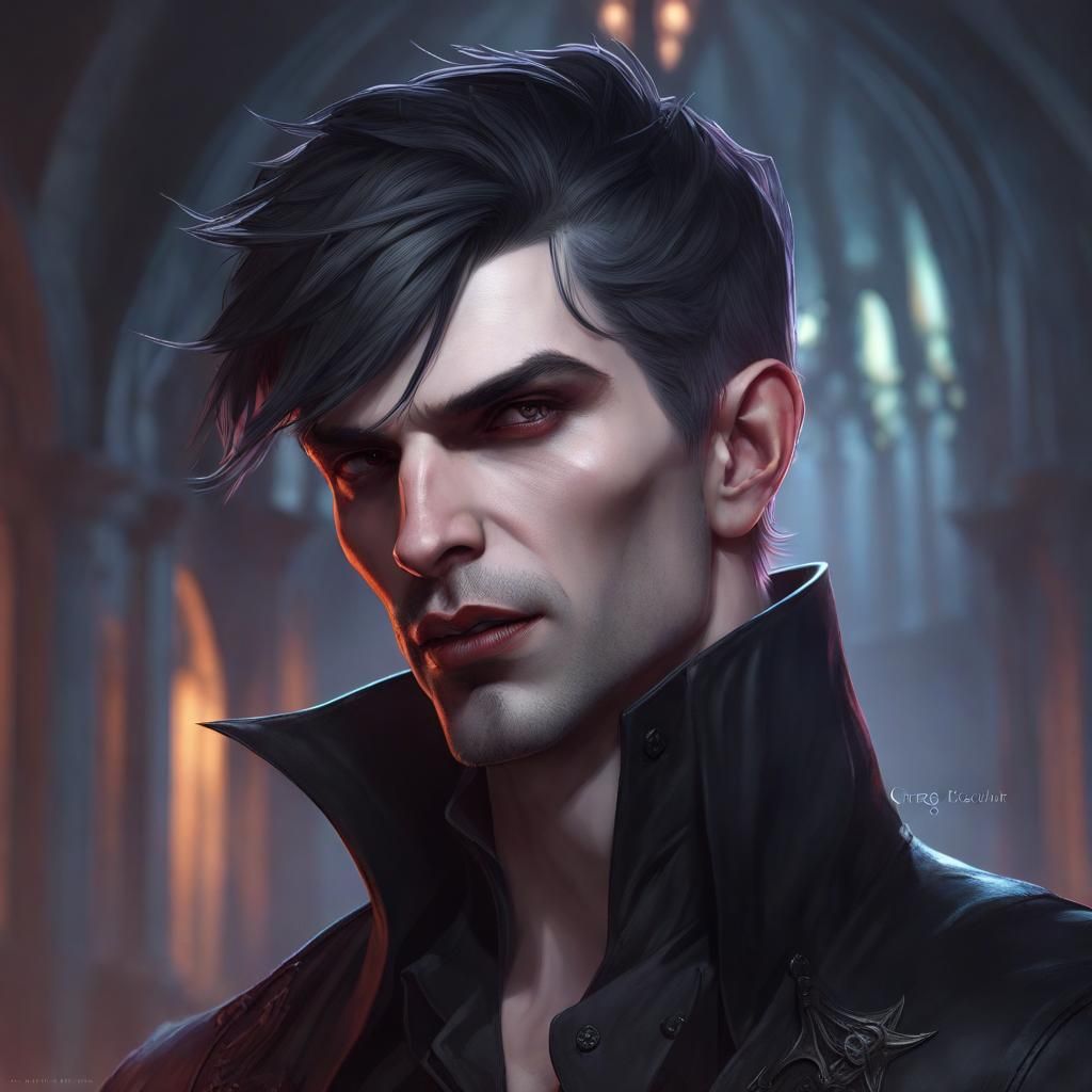 Handsome Vampire Portrait in Modern Goth Style
