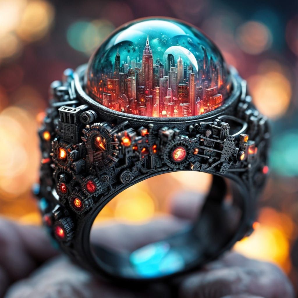 Sci-Fi Ring with Cyberpunk City