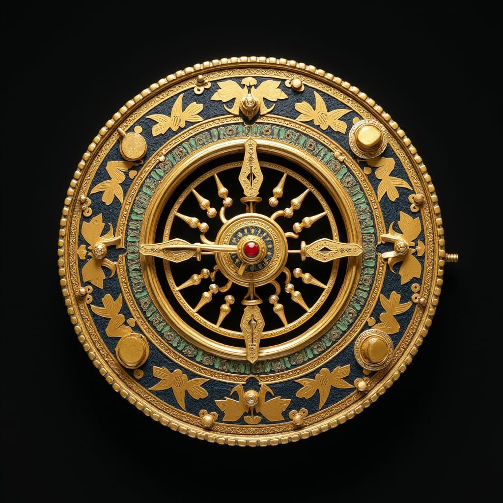 Galleon Console: Intricate Gold and Enamel Orrery